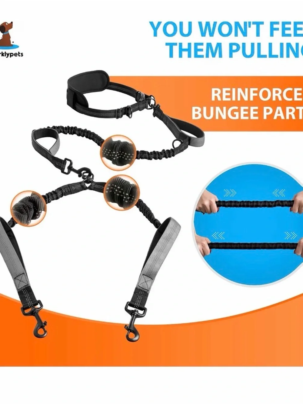 Hands Free Double Dog Leash – Dual Leash for Medium and Large Breeds